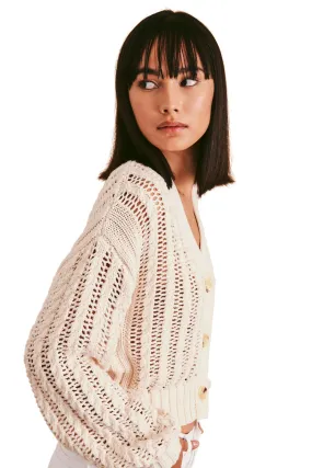 Line Galia Chunky Knit Cotton Cardigan - Seashell