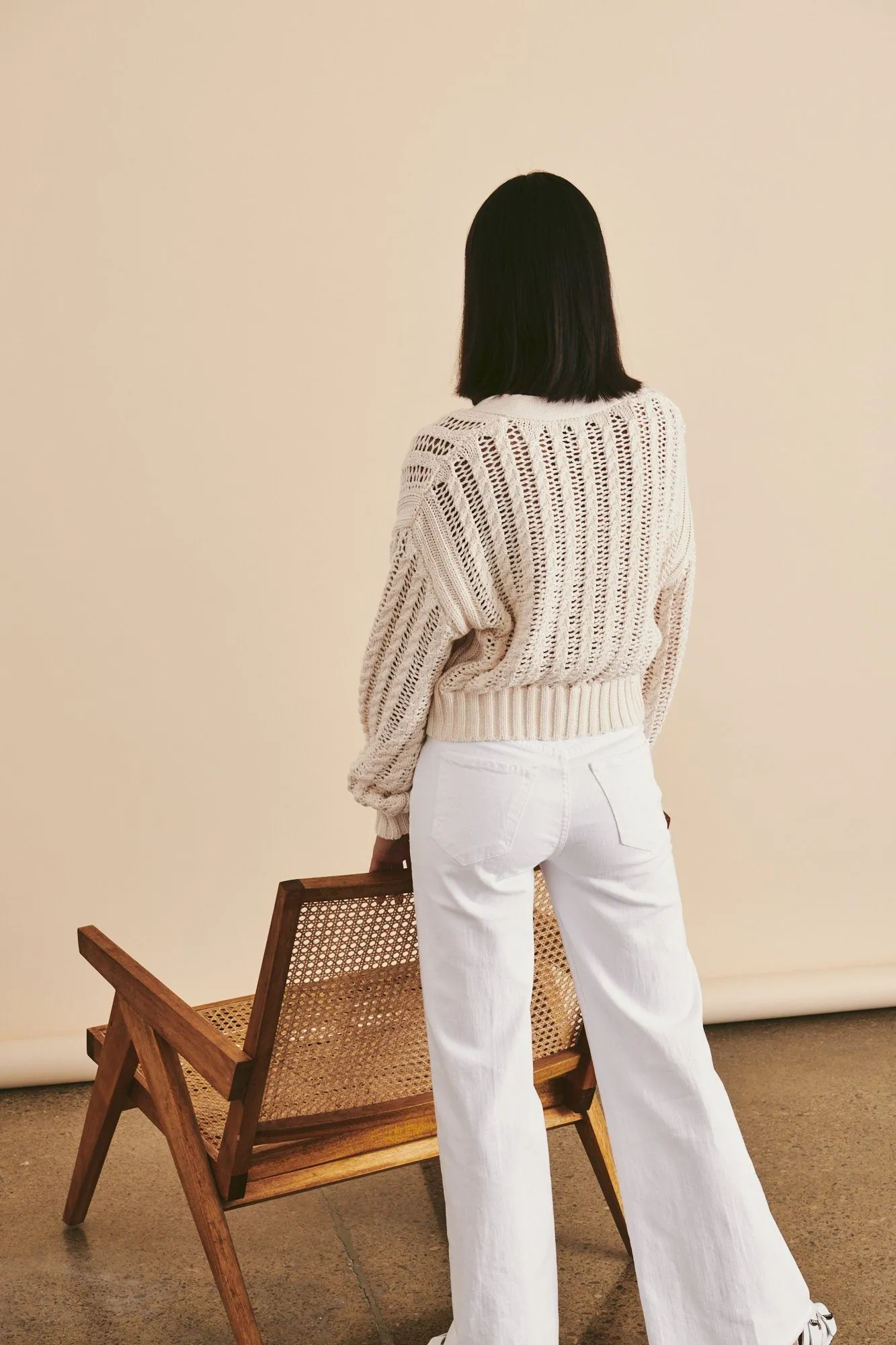 Line Galia Chunky Knit Cotton Cardigan - Seashell
