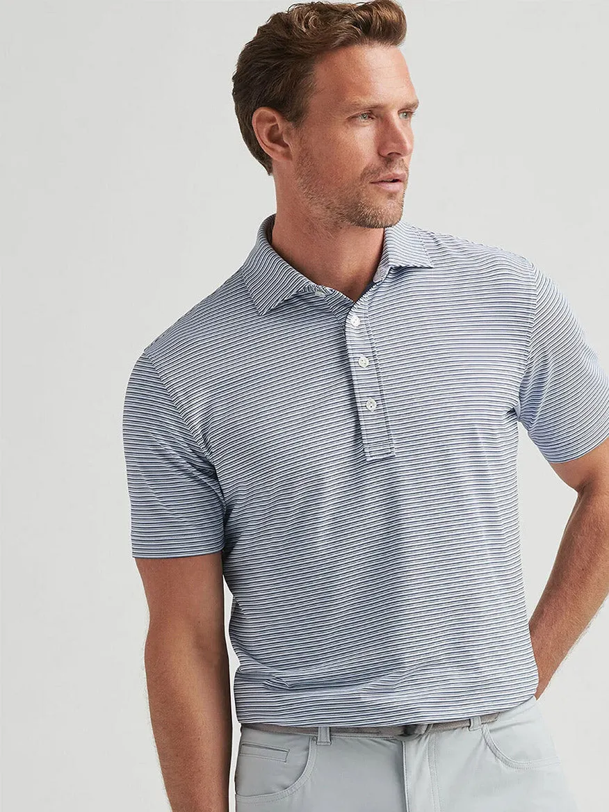 Peter Millar Alto Performance Jersey Polo in White/Navy