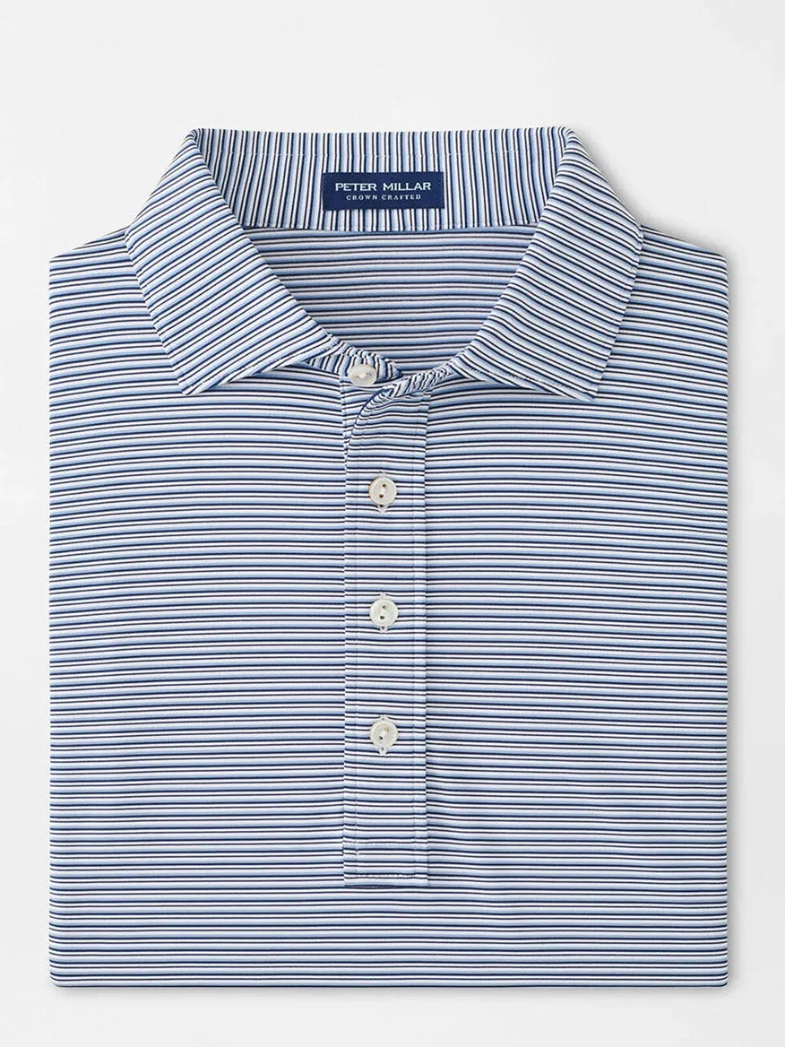 Peter Millar Alto Performance Jersey Polo in White/Navy