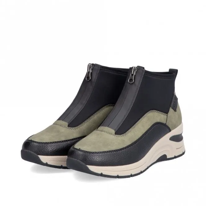 Rieker - N9362-54 - Khaki Zip Up Boot