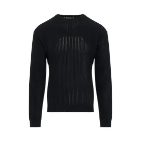Turtle Neck Cotton Knit Sweater in Black
